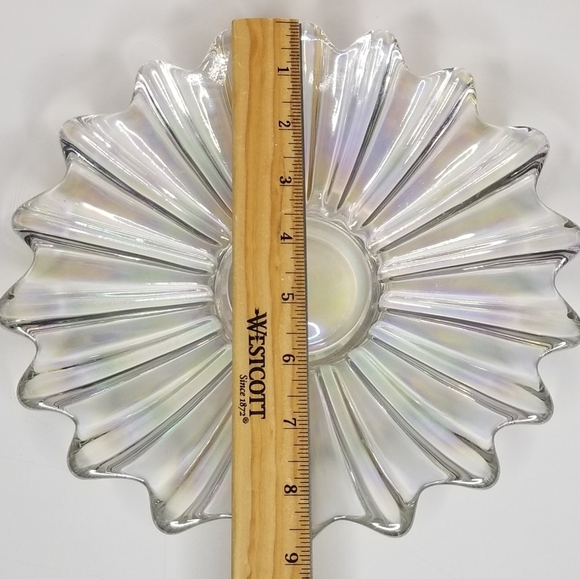 FEDERAL Iridescent Celestial Sunburst Center Serving Art Glass Bowl - Picture 6 of 8